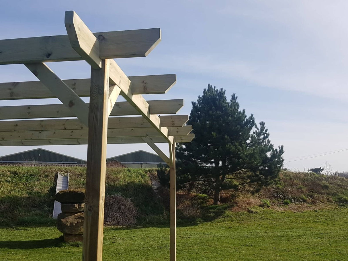 Chamfered Wooden Pergola and Decking Kit