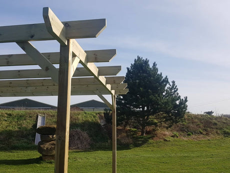 Chamfered Wooden Pergola and Decking Kit