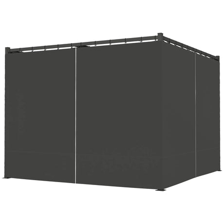 3m x 3m Retractable Pergola with Curtains – Charcoal Patio Shelter