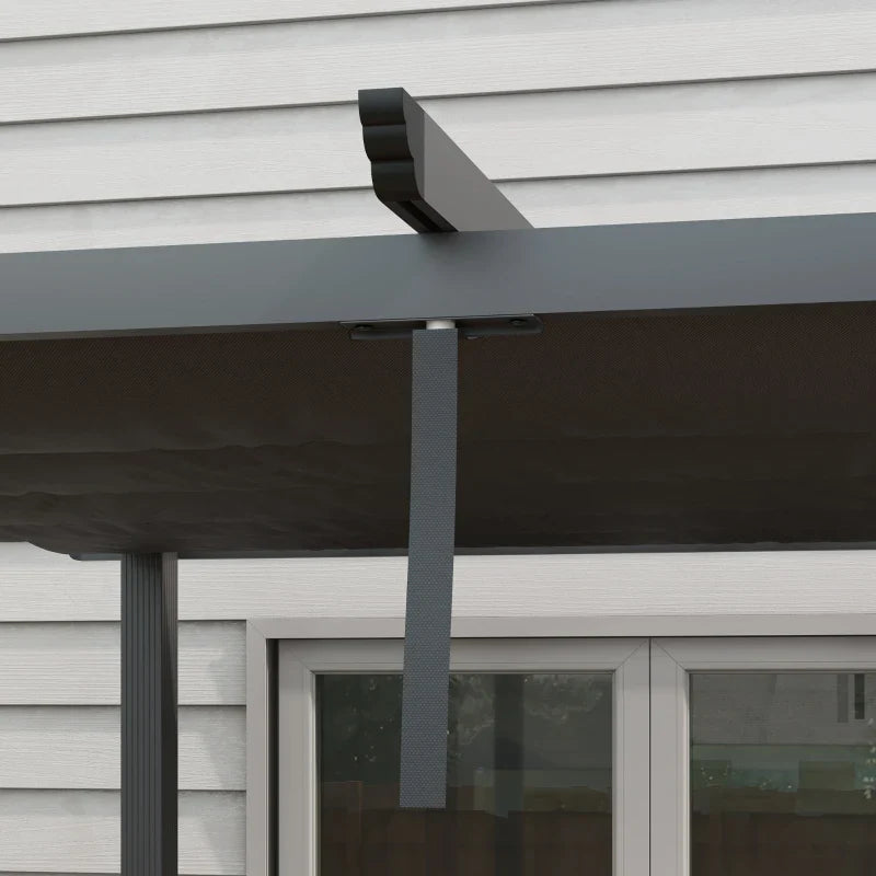 3m x 3m Aluminium Pergola – Dark Grey Retractable PU Canopy Roof with Drainage Grommets, Outdoor Patio Shade Shelter