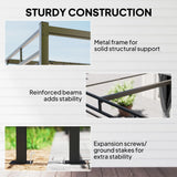 3m x 3m Pergola with Retractable Roof Canopy – UPF30+ Garden Gazebo with Curtains, Heavy-Duty Metal Frame Outdoor Sun Shade in Dark Grey