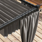 3m x 3m Pergola Canopy with Grey Curtains – Includes 8 Expansion Screws, Outdoor Patio Shade Shelter