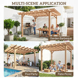 3.6x3.6m Wooden Garden Pergola Kit – Dark Brown Pergola Gazebo Grape Trellis with Stable Support Structure