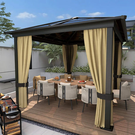 3m x 3m Timber Hardtop Gazebo with Galvanised Steel Roof - Wooden Garden Pavilion with Double Tier Roof