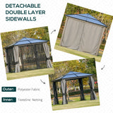 Deluxe 3x3m Garden Gazebo with Curtains & Mosquito Netting – Dark Grey Aluminium Frame & Polycarbonate Roof for Patio