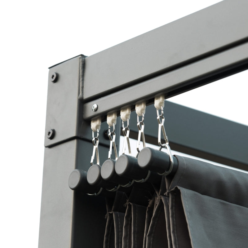 4m x 3m Rectangular Metal Pergola – Dark Grey Outdoor Patio Shade