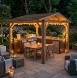 Planed Cedar Pergola with Cedar Featheredge Roof – No Overhang Design