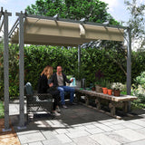 3m x 3m Retractable Roof Pergola – Grey Outdoor Shade Canopy Roof, Patio Garden Shelter