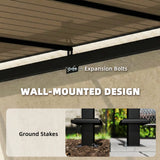 3m x 2.87m Lean-To Pergola with Polycarbonate Roof – Wall-Mounted Hardtop Garden Canopy, Durable Aluminium & Metal Frame Outdoor Patio Cover