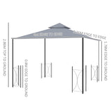 Grey 4m x 3.35m Gazebo With 2 Tier Roof