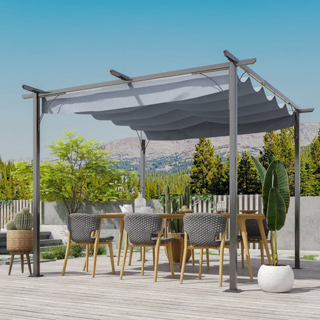 3m x 3m Metal Patio Gazebo – Grey Canopy Roof Outdoor Shelter