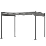 3m x 3m Retractable Roof Garden Pergola – Grey Sun Shade Canopy, Outdoor Patio Shelter