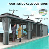 3m x4m Hardtop Gazebo Canopy - UPF30+ Protection, Permanent Pavilion with Mosquito Netting and Curtains