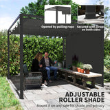 3m x 3m Aluminium Pergola – Dark Grey Retractable Roof with Side Wall, Outdoor Patio Shade Shelter