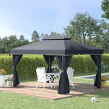 3 x 4m Black Aluminium Garden Gazebo Canopy Shelter Pavilion Tent with Nets and Curtains for Outdoor Parties