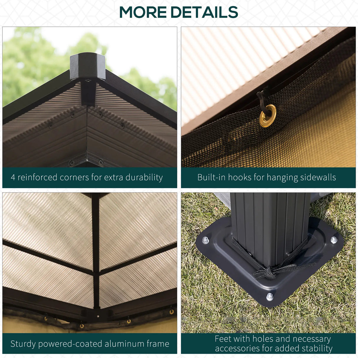3m x 3m Timber Hardtop Gazebo with Galvanised Steel Roof - Wooden Garden Pavilion with Double Tier Roof