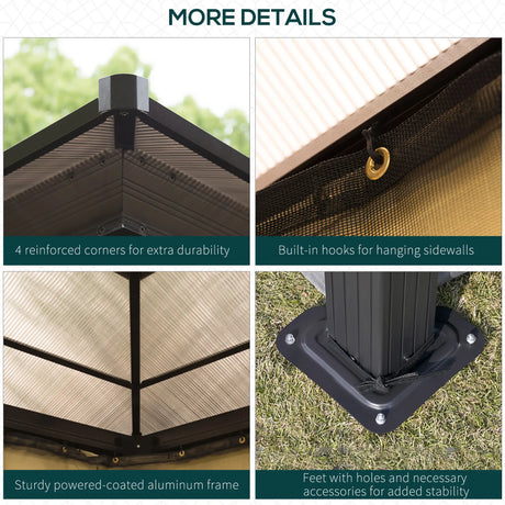 3m x 3m Timber Hardtop Gazebo with Galvanised Steel Roof - Wooden Garden Pavilion with Double Tier Roof