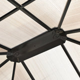 4.2m x 3.6m Aluminium Hardtop Gazebo with Polycarbonate Roof - Garden Pavilion with Curtains & Mosquito Netting
