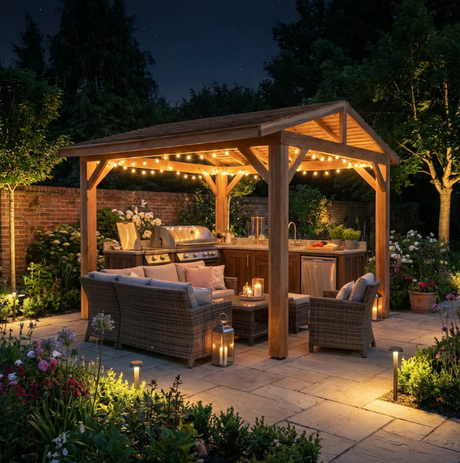 Planed Cedar Pergola with Cedar Featheredge Roof – No Overhang Design