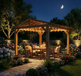 Cedar Pergola with Open Roof – No Overhang Design