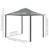3m x 3m Grey Gazebo With Aluminium Frame