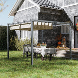 3m x 3m Retractable Roof Pergola – Grey Outdoor Shade Canopy Roof, Patio Garden Shelter