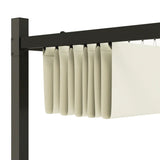 3m x 3m Retractable Roof Garden Pergola – Cream White Sun Shade Canopy, Outdoor Patio Shelter