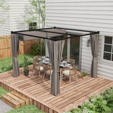 3m x 3m Pergola Canopy with Grey Curtains – Includes 8 Expansion Screws, Outdoor Patio Shade Shelter