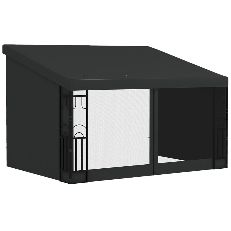 3m x 3m Black Lean-To Pergola – Wall Mounted Patio Shade Cover