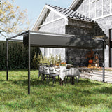 4m x 3m Metal Pergola – Black Retractable Canopy Roof, Outdoor Patio Garden Shade She