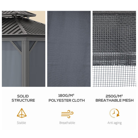 Grey 3m x 3.7m Hardtop Gazebo