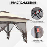 3.6m x 3.6m Khaki Pop Up Gazebo with Netting - Height Adjustable Instant Canopy Party Tent