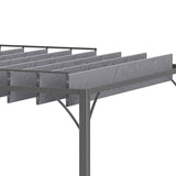 4m x 3m Aluminium Pergola – Grey Retractable Roof Patio Gazebo Canopy, Outdoor Garden Shade Shelter
