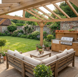 Oak Apex Pergola with Open Roof – No Overhang Design