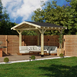 Wooden Apex Gazebo with Katepal Black Shingle Roof & Overhang - Premium Weatherproof Garden Gazebo