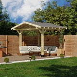 Wooden Apex Gazebo with Katepal Grey Shingle Roof & Overhang - Premium Garden Gazebo