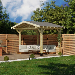 Wooden Apex Gazebo with Katepal Grey Shingle Roof & Overhang - Premium Garden Gazebo