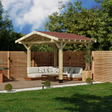 Wooden Apex Gazebo with Katepal Red Shingle Roof & Overhang - Premium Garden Gazebo