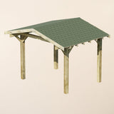 Wooden Apex Gazebo with Katepal Green Shingle Roof & Overhang