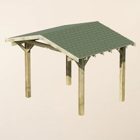 Wooden Gazebo - Katepal Green Shingle Roof - Apex Design - No Overhang