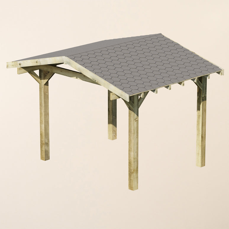 Wooden Apex Gazebo with Katepal Grey Shingle Roof & Overhang - Premium Garden Gazebo