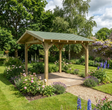 Wooden Apex Gazebo with Katepal Green Shingle Roof & Overhang