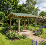 Wooden Apex Gazebo with Katepal Green Shingle Roof & Overhang