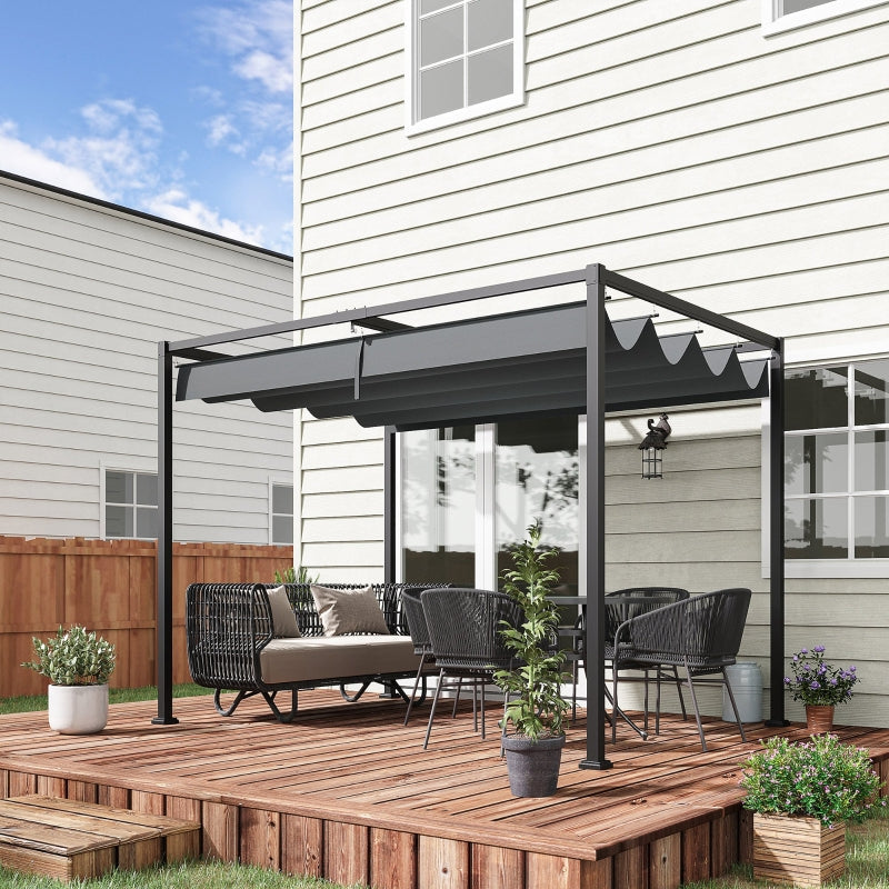 3m x 2m Grey Metal Pergola – Outdoor Patio Shade Shelter