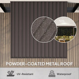 3m x 3m Lean-To Metal Pergola – Brown Wall Mounted Outdoor Patio Shade Shelter