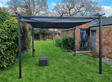 3.5m x 3.5m Metal Pergola – Grey Patio Shelter with Open Roof
