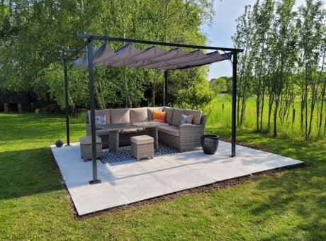 3.5m x 3.5m Metal Pergola – Grey Patio Shelter with Open Roof