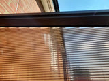 4m x 3m Wall Mounted Aluminium Pergola with Polycarbonate Roof - Outdoor Hardtop Patio Shelter with Curtains