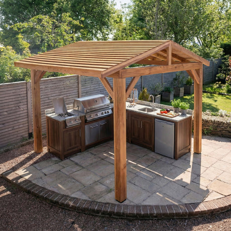 Planed Cedar Pergola with Cedar Featheredge Roof – No Overhang Design