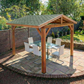 Rough Sawn Cedar Pergola with Katepal Green Shingle Roof – No Overhang Design